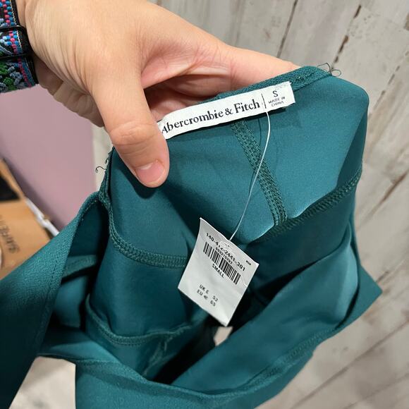 New Abercrombie & Fitch Womens Green Corset Long Sleeve Crop Top Square Neck S - Picture 5 of 8